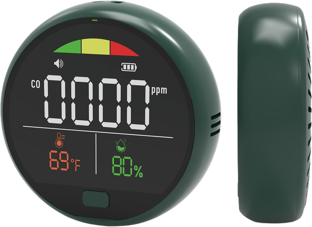 Portable Carbon Monoxide Detector with Digital Display, ±5ppm High Accuracy, 5-Year Sensor Life, Type-C Charging, 150+ Hours Battery Rechargeable CO Monitor for Home, RV & Travel