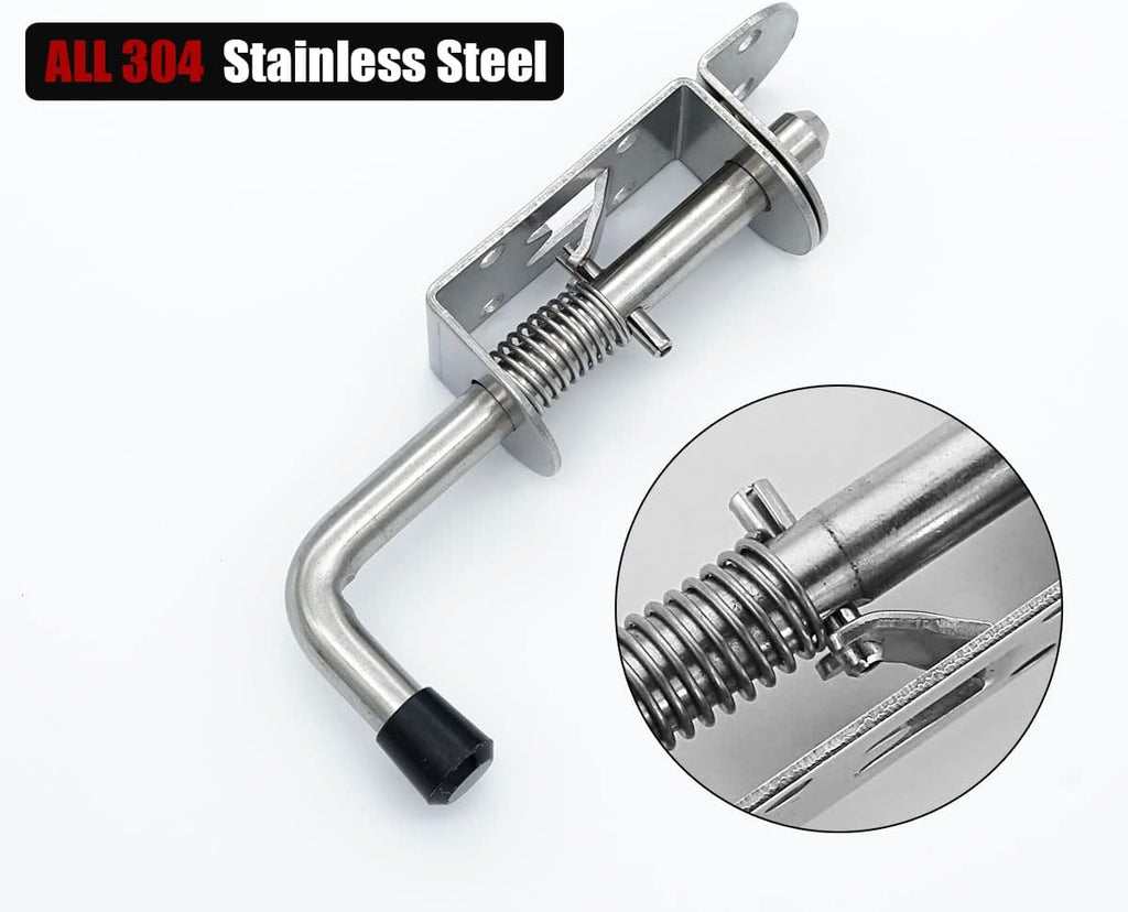 JQK Spring Loaded Latch Pin, 304 Stainless Steel Barrel Bolt Thickened 2mm Door Lock, 5 Inch Brushed Finished(10 Pack), HSB300-P10