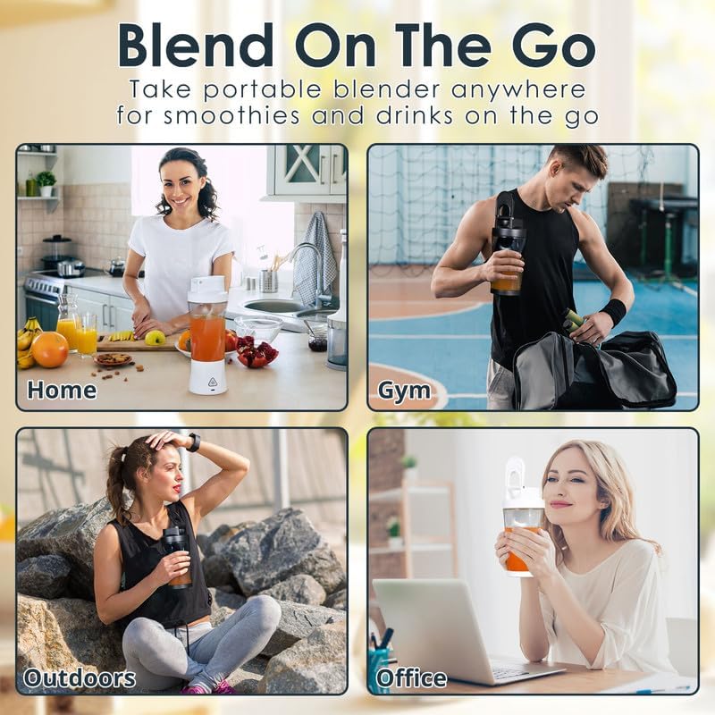 Personal Blender Wireless 24oz Cordless Mini 360 Watt Portable Blender-for Smoothies Freshly Squeezed Juices 6000mAh Self Cleaning and BPA Free Portable Juicer with 6 Sharp Blade Carbon Black