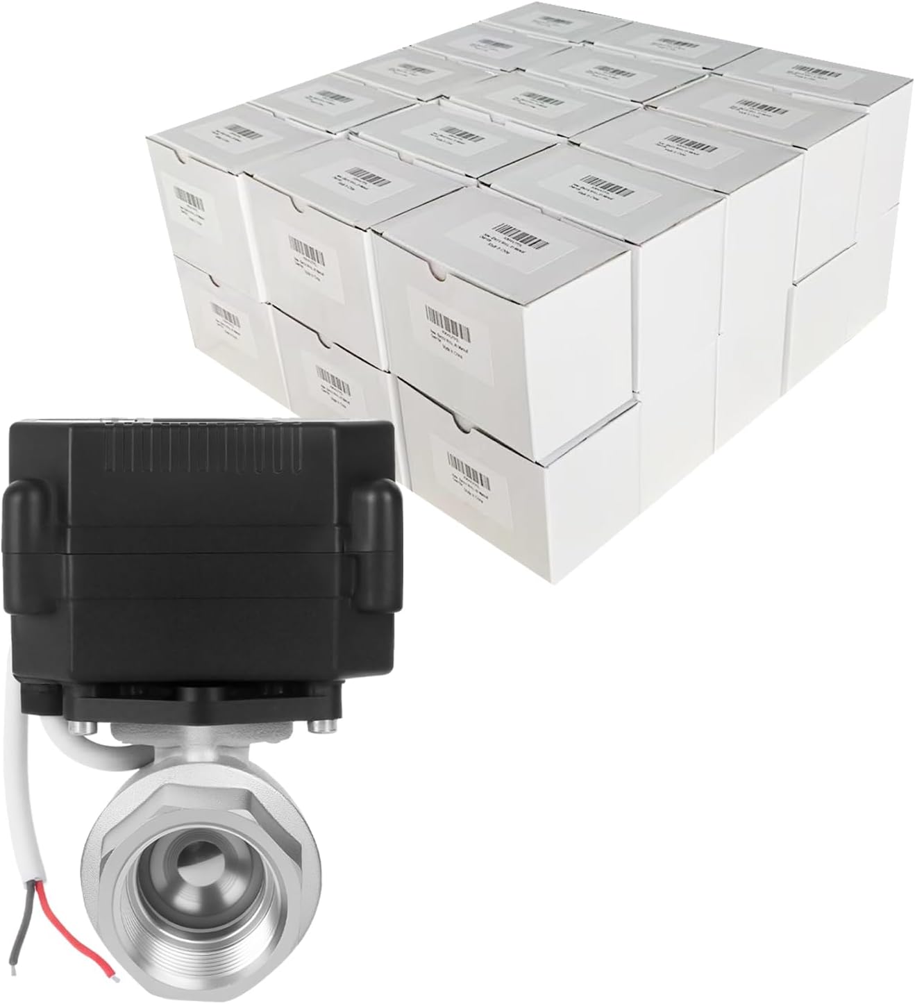 3/4" Motorized Ball Valve 30 Pack - 9-24V AC/DC Electric Water Valve with Full Port,2 Wire Auto Return Motorized Electrical Ball Valve,Stainless Steel
