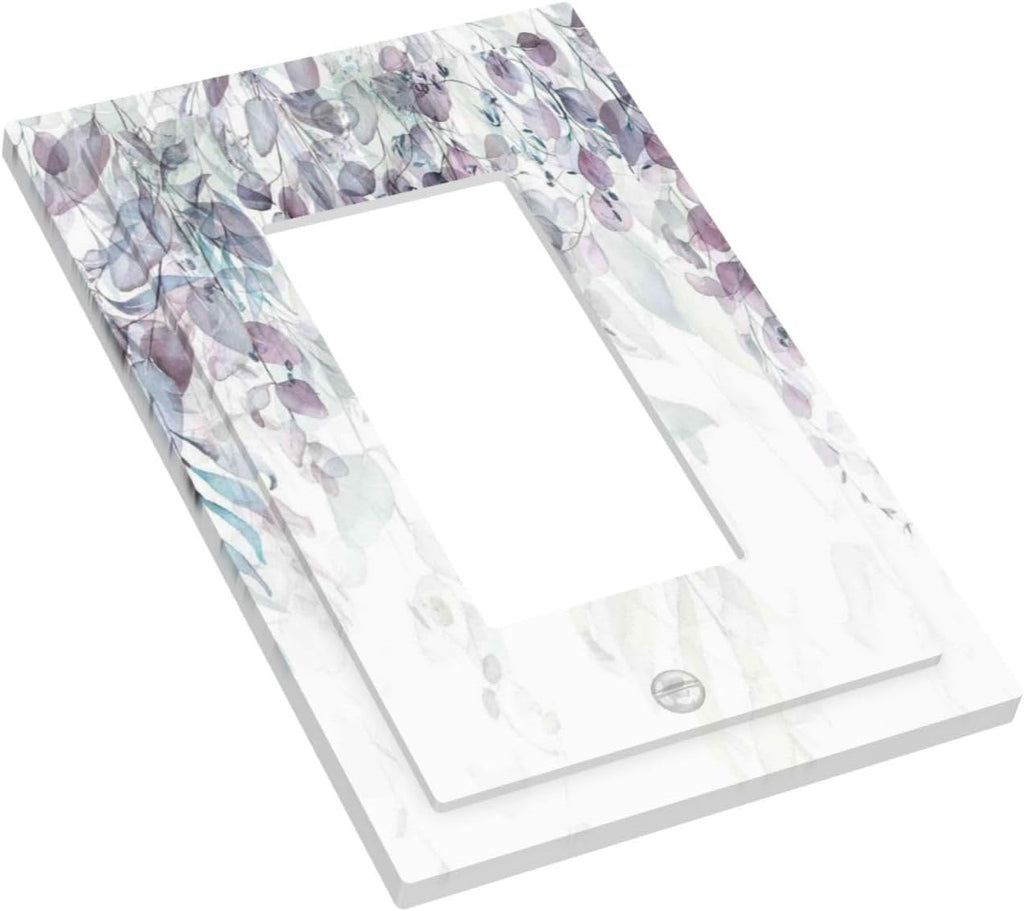 Hazy Leaves Ivy Nature Plants Eucalyptus Leave Decorative Outlet Covers 1 Gang Single Rocker Light Switch Cover Plate Wall Plates GFCI Faceplate for Bedroom Home Decor