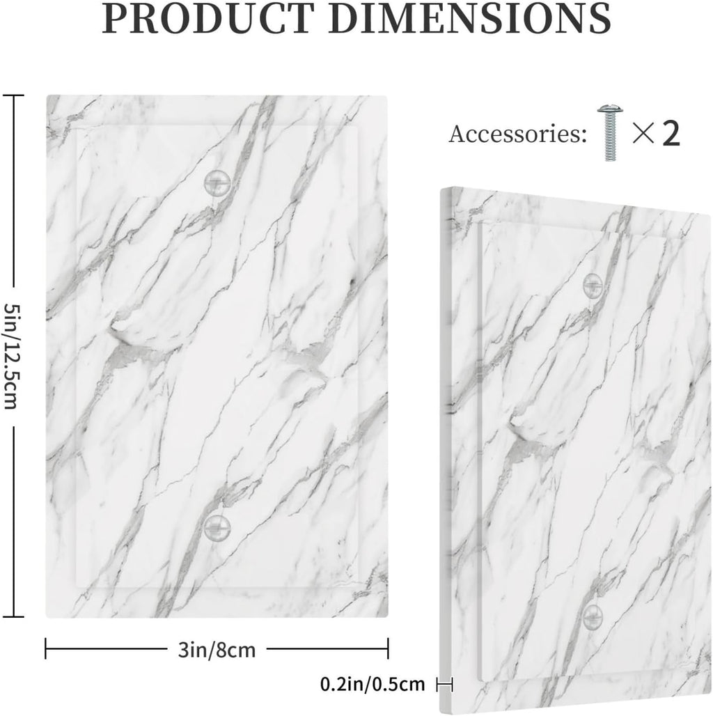 Decorative Light Switch Cover Plate Modern Grey Marble Texture 1 Gang No Device Single Blank Outlet Covers Wall Plates for Electrical Outlets Faceplate for Bedroom Kitchen Home Decor