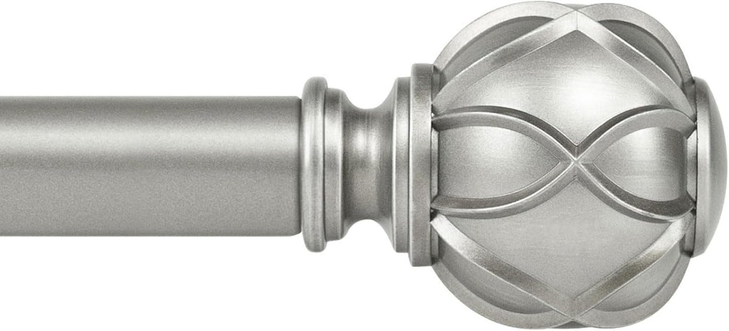 KAMANINA Curtain Rods for Windows 66 to 120 Inch, 7/8 Inch Antique Silver Heavy Duty Window Curtain Rod 32 to 120 (2.6-10ft), Adjustable Decorative Drapery Rods with Netted Texture End