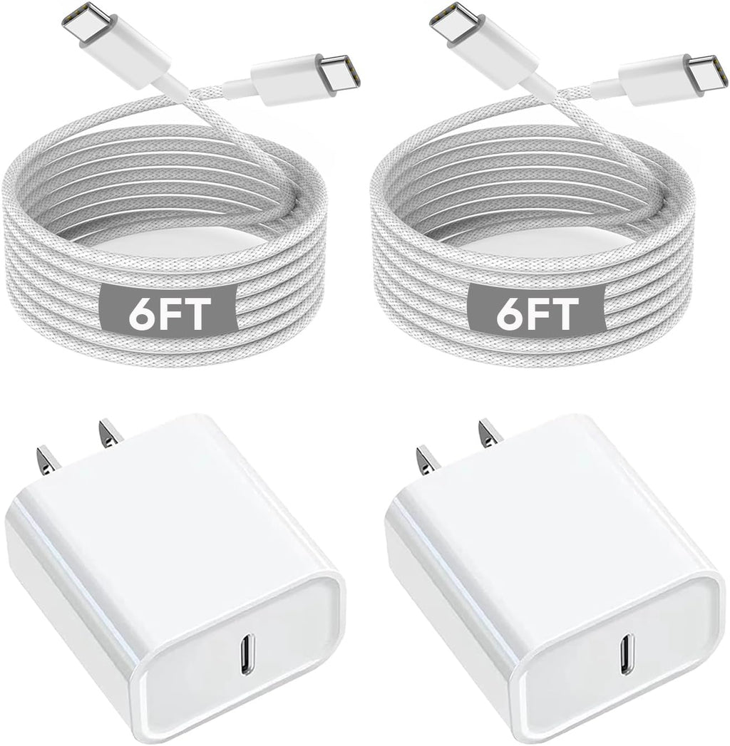 iPhone 16 15 Charger Fast Charging, 20W Apple iPhone 16 USB C Fast Charger Block, 2Pack 6ft USB C to USBC Cord for iPhone16/16 Pro/16 Pro Max/16e/15/15 Plus/15 Pro/15 Pro Max,iPad Pro/Air/Mini,AirPods
