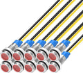 10Pcs 6mm 1/4" LED Metal Indicator Light 110V-220V/AC Waterproof Signal Lamp (Red)