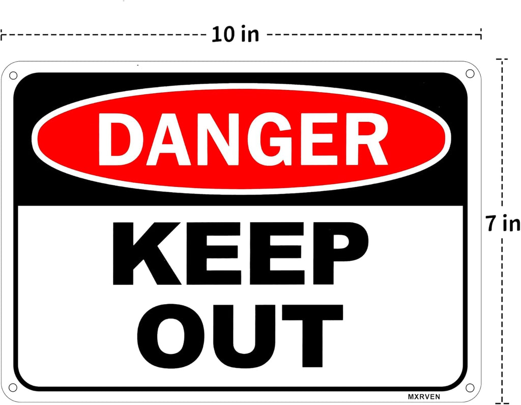 2 Pack Danger Keep Out Sign, 10"x 7" Rust Free Reflective Aluminum Metal Sign, Fade Resistant, Waterproof, Easy to Mount
