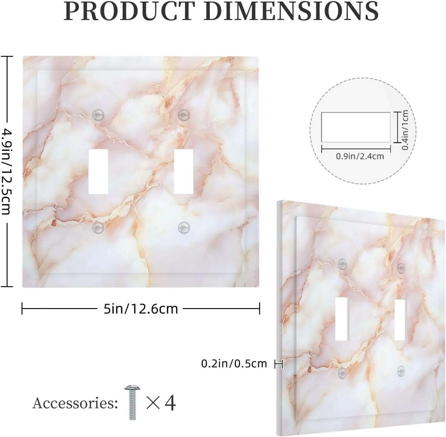 Decorative Switch Plates Pink Jade Marble Granite 2 Gang Double Toggle Outlet Light Switch Cover Wall Plate Electrical Faceplate For Bathroom Kitchen Decor