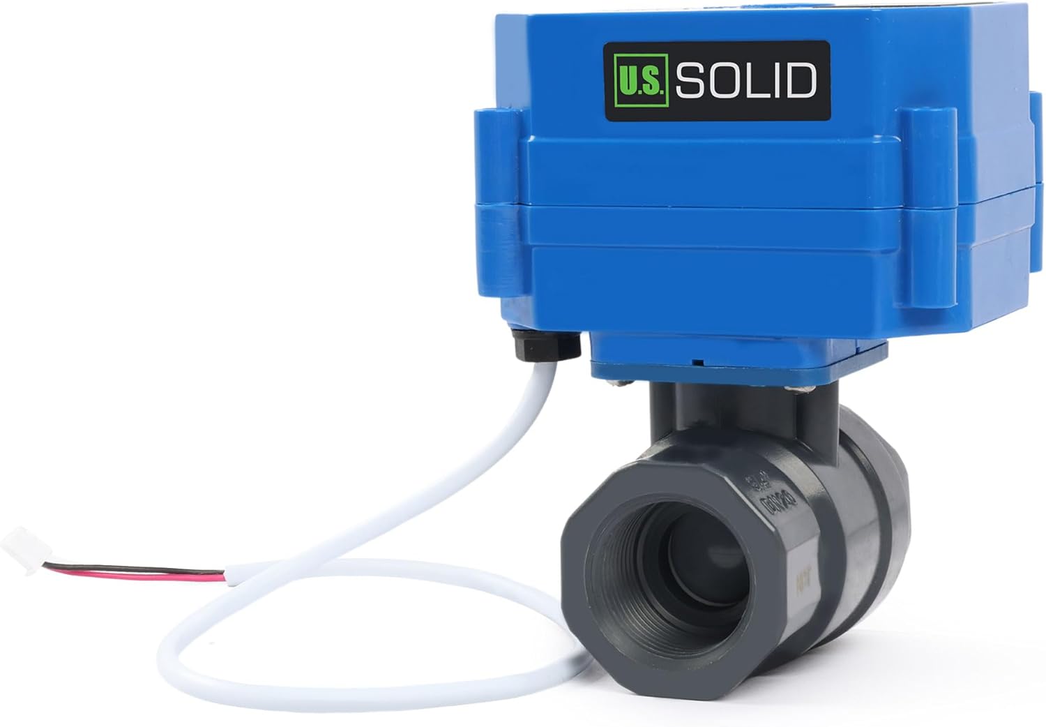U.S. Solid 3/4" UPVC Motorized Ball Valve - Plastic Electrical Ball Valve with Standard Port, 2 Wire Auto Return, 110V AC, Normally Closed