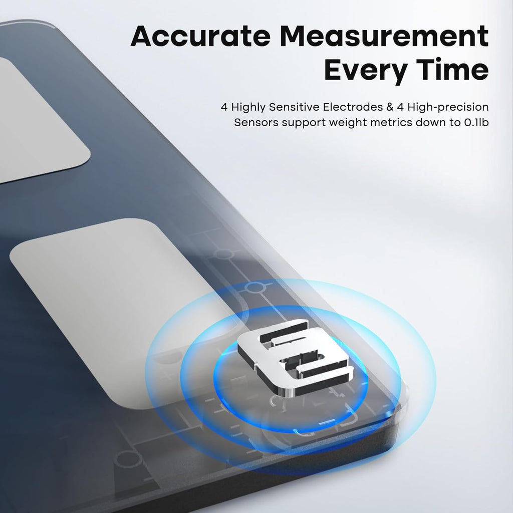 GE Smart Scale for Body Weight, BMI, Body Fat, Muscle Mass, Digital Bathroom Scales 500lbs for Bluetooth Weight Monitor 11.8" Large Platform Weighing Machine Health Analyzer with App, Dark Blue