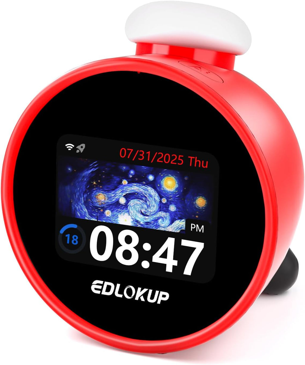 Smart Alarm Clock for Kids, AI Voice Assistant Clock with Chat, Ok to Wake Clock, 12 White Noise Sounds, Sleep Trainer, Time Management Tool, Music Player via TF/MP3 Card, Weather Forecast