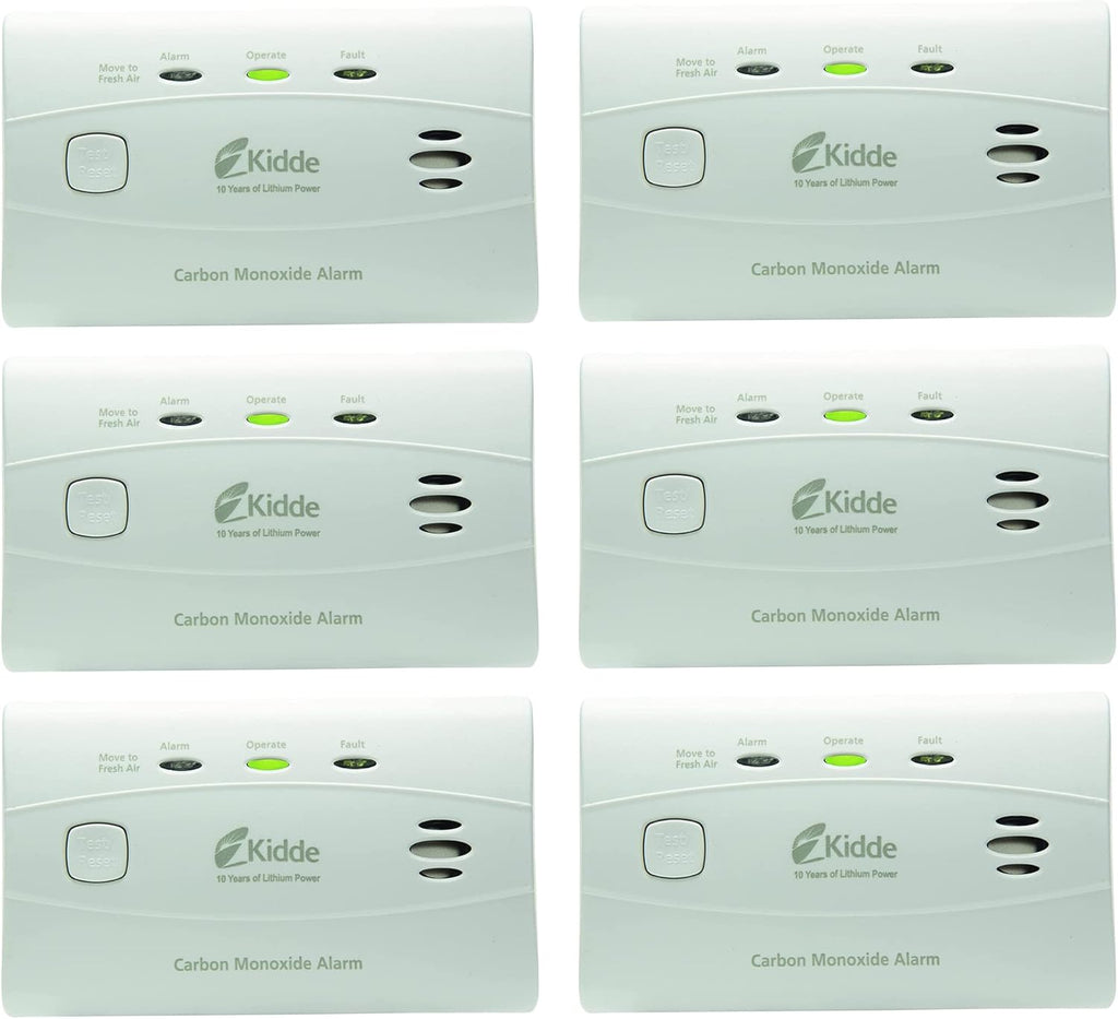 Kidde Carbon Monoxide Detector with 10-Year Battery, 3 LED Lights & Alarm Memory, 6 Pack