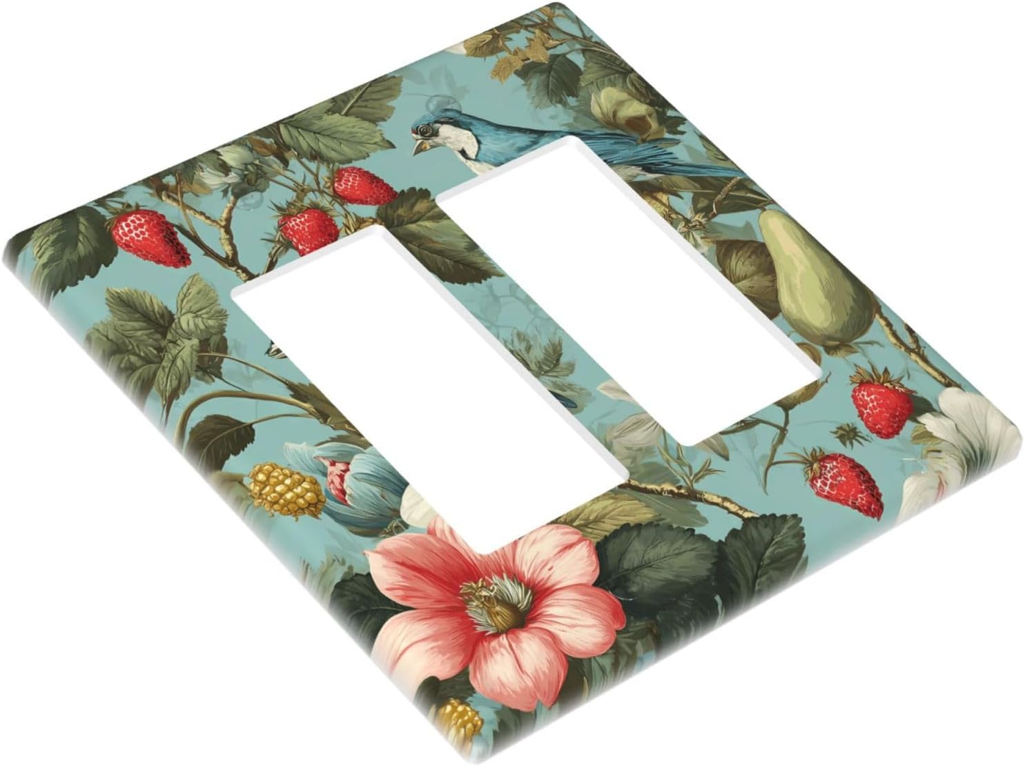 William Morris Flower 2 Gang Double Rocker Wall Plate Cover Decorative Light Switch Covers Electrical Faceplate Switch Plates for Bathroom Kitchen Home