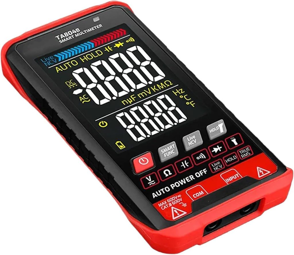 TA804B Smart Digital Multimeter with Large VA Color Screen, True RMS, NCV Detection, Live Wire Identification for Home, Industrial, Electrical Testing