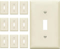 ENERLITES Toggle Light Switch Wall Plate, Standard Size 1-Gang 4.50" x 2.76", Unbreakable Polycarbonate Thermoplastic, UL Listed, 8811-LA-10PCS, Light Almond, 10 pack