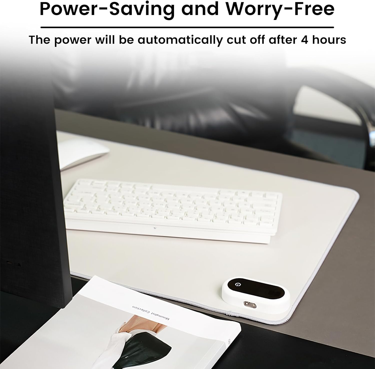 Heated Large Desk Mat PU Leather Warm Mouse Pad with 5 Heating Level & 4 Hour Auto Shut-Off Heating Keyboard Pad Warmer Gaming Mouse Mat for Home Office Work (Gray, 31.5" X 13")