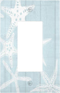 Beach Starfish Vintage Wood Rustic Country Ocean Decorative Outlet Covers 1 Gang Single Rocker Light Switch Cover Plate Wall Plates GFCI Faceplate for Farmhouse Kids Room Decor