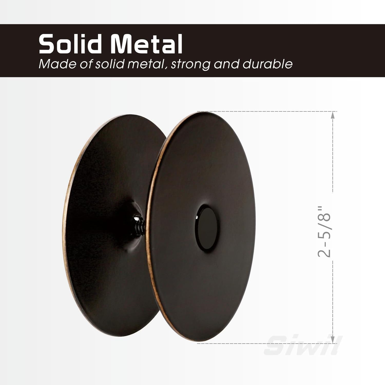 Door Hole Cover Plate, 2-5/8" Diameter Solid Steel, Hole Filler Plate (2, Matte Black)