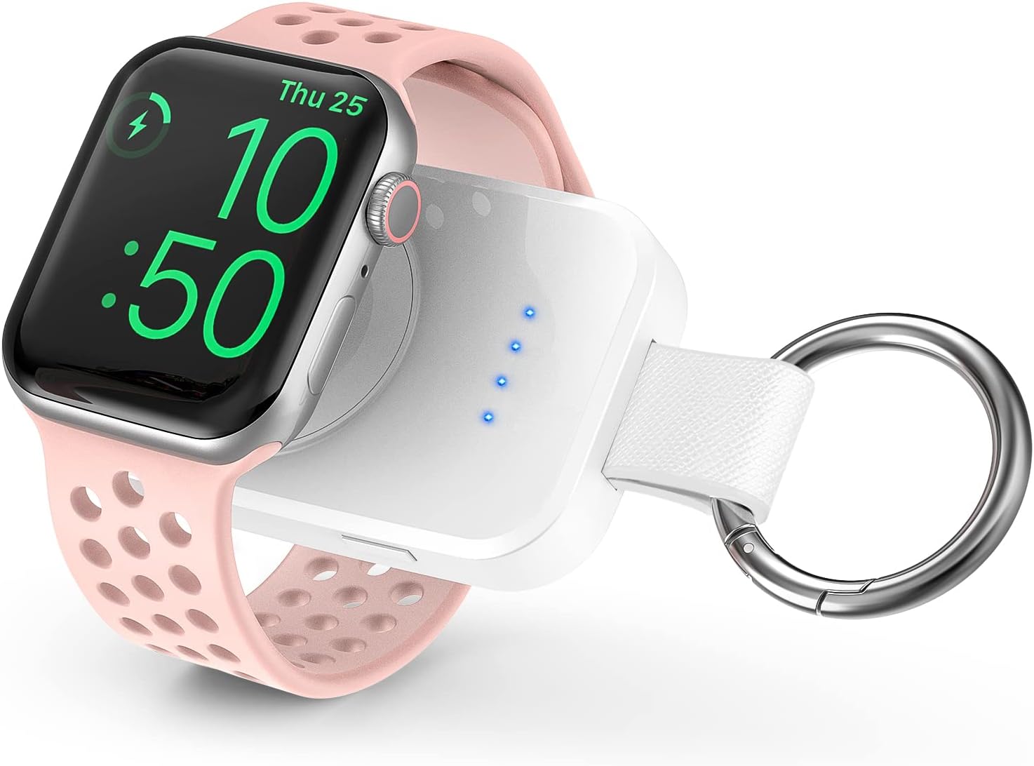 i.VALUX Portable Wireless Charger Compatible for Apple Watch Series 11/10/9/8/UItra/7/6/5/4/3/2/SE,Compact Magnetic iWatch Charger 1000mAh Power Bank Keychain Style for Mother Girl Birthday-White