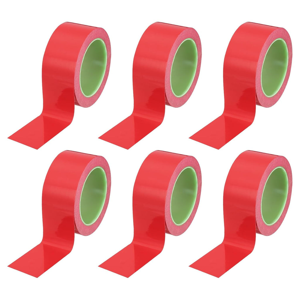 PATIKIL Floor Marking Tape 2 Inch x 110 Ft, 6 Pcs Self-Adhesive Warning Safety Tape Caution Stripe for Walls Floors Pipes Equipment Outdoor, Red