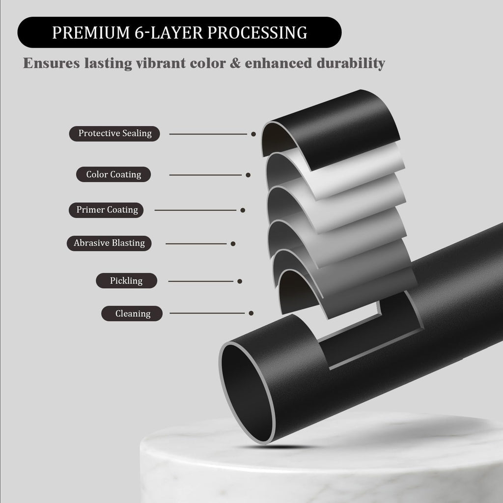 Oneach Black Curtain Rods for Windows 48 to 84 Inch, 7/8" Adjustable Heavy Duty Decorative Drapery Rods with Round Netted Texture Finials (Pack of 1, 36 to 88 Inch)