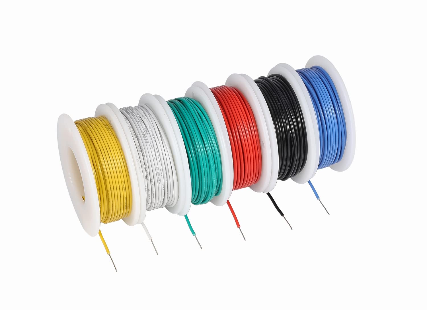 TUOFENG 26 awg Wire Solid Core Hookup Wires-6 Different Colored Jumper Wire 33ft or 10m Each, 26 Gauge Tinned Copper Wire PVC (OD: 1.25mm) Hook up Wires Kit