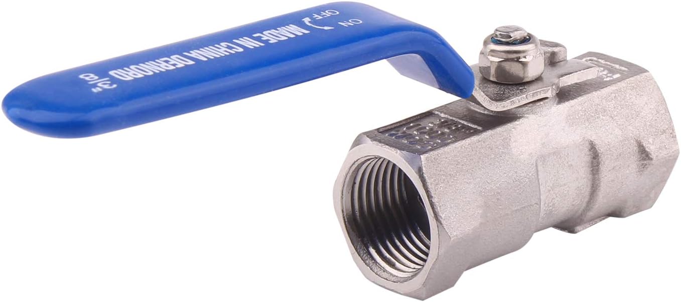 DERNORD Stainless Steel Ball Valve 1PC Type 3/8 Inch NPT Standard Port for Water, Oil, and Gas (3/8 Inch Ball Valve)