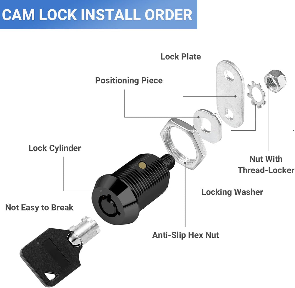 Black RV Storage Locks, Keyed Alike - 7/8' Fits 9/16' Max Door Thickness - 2Pack