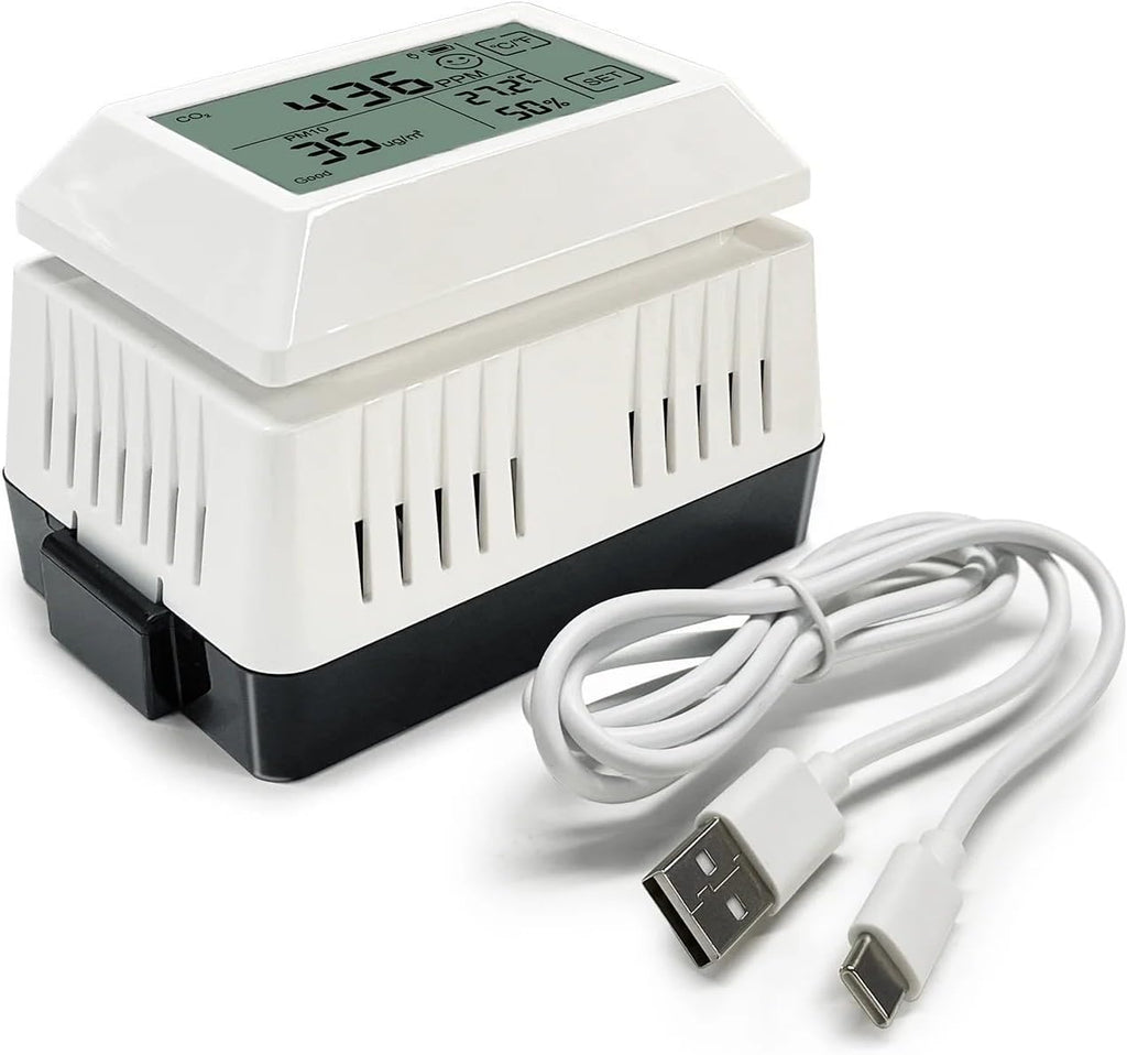 ECOWITT WH46D CO₂ and Air Quality Monitoring, CO₂(NDIR)/PM1.0/PM2.5/PM4.0/PM10/Temperature/Humidity 7-in-1 Sensor with LCD Screen