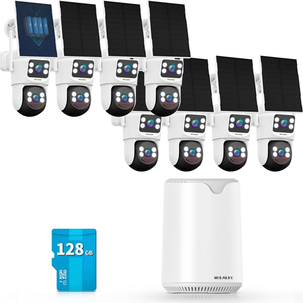 【Auto Tracking & 2-Way Audio】 Solar Powered PTZ Camera System, Wireless Outdoor Security Cameras, WiFi Home Video Surveillance Systems DVR Kits
