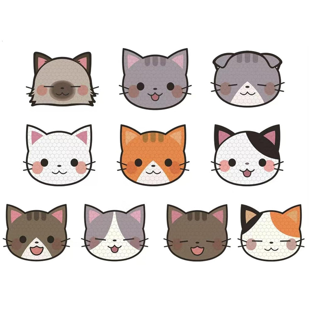 Reflective Stickers 20 Pcs, Outdoor Waterproof High Visibility Warning Safety Adhesive Reflector (1.5" X 1.8", Cat face)