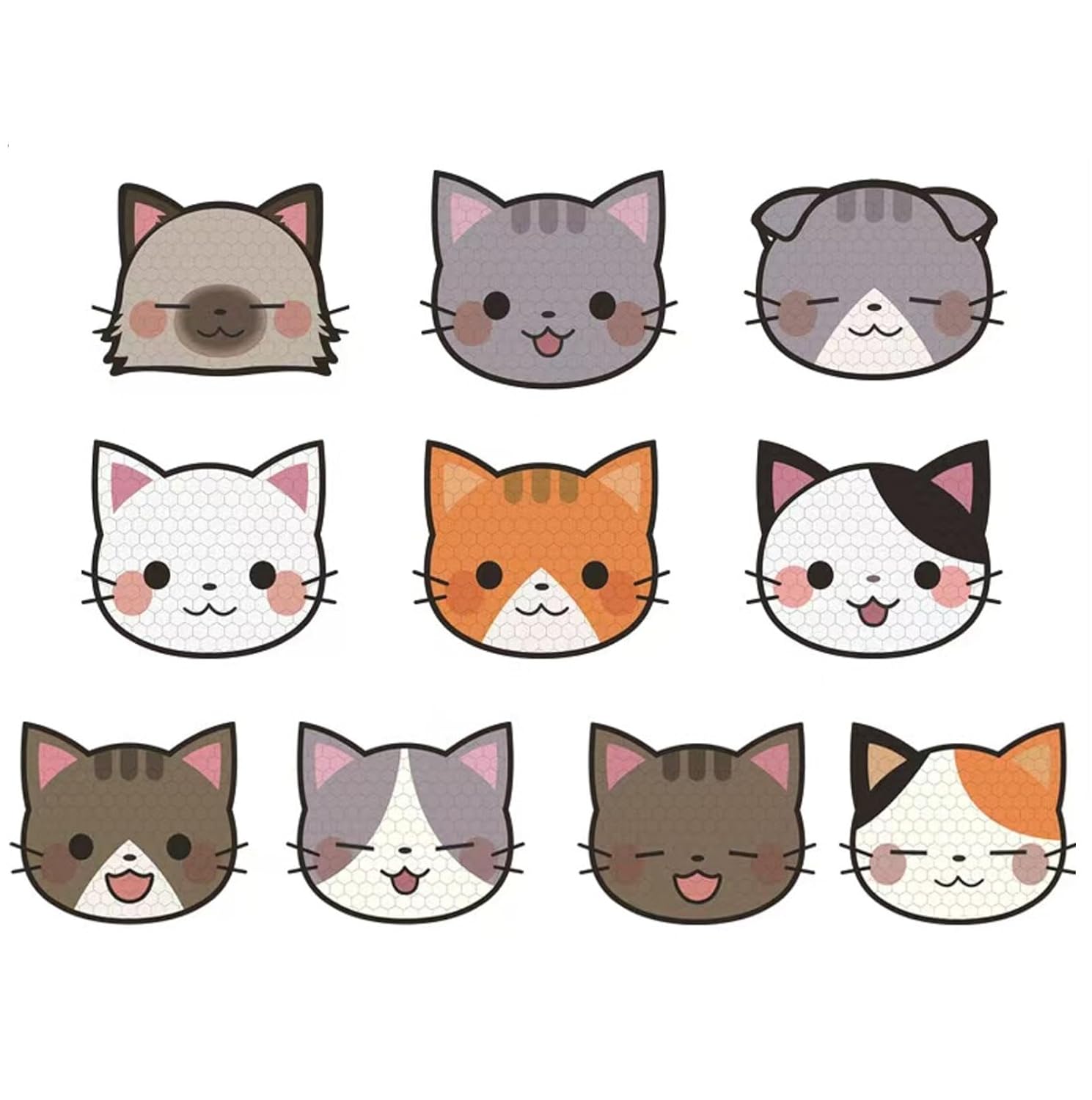 Reflective Stickers 20 Pcs, Outdoor Waterproof High Visibility Warning Safety Adhesive Reflector (1.5" X 1.8", Cat face)