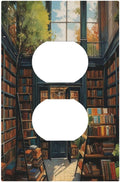 Library With A Lot Of Books Light Switch Cover 1 Gang Outlet Plate Single Duplex Wall Plate Covers Decorative Switchplate Covers Electrical Faceplate for Home Decor