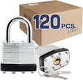 LanuBe Lock Laminated keyed padlock1-9/16 inch, keyed Alike Locks, Normal Shackle,Marked Black Plastic Hoop, Pack of 120
