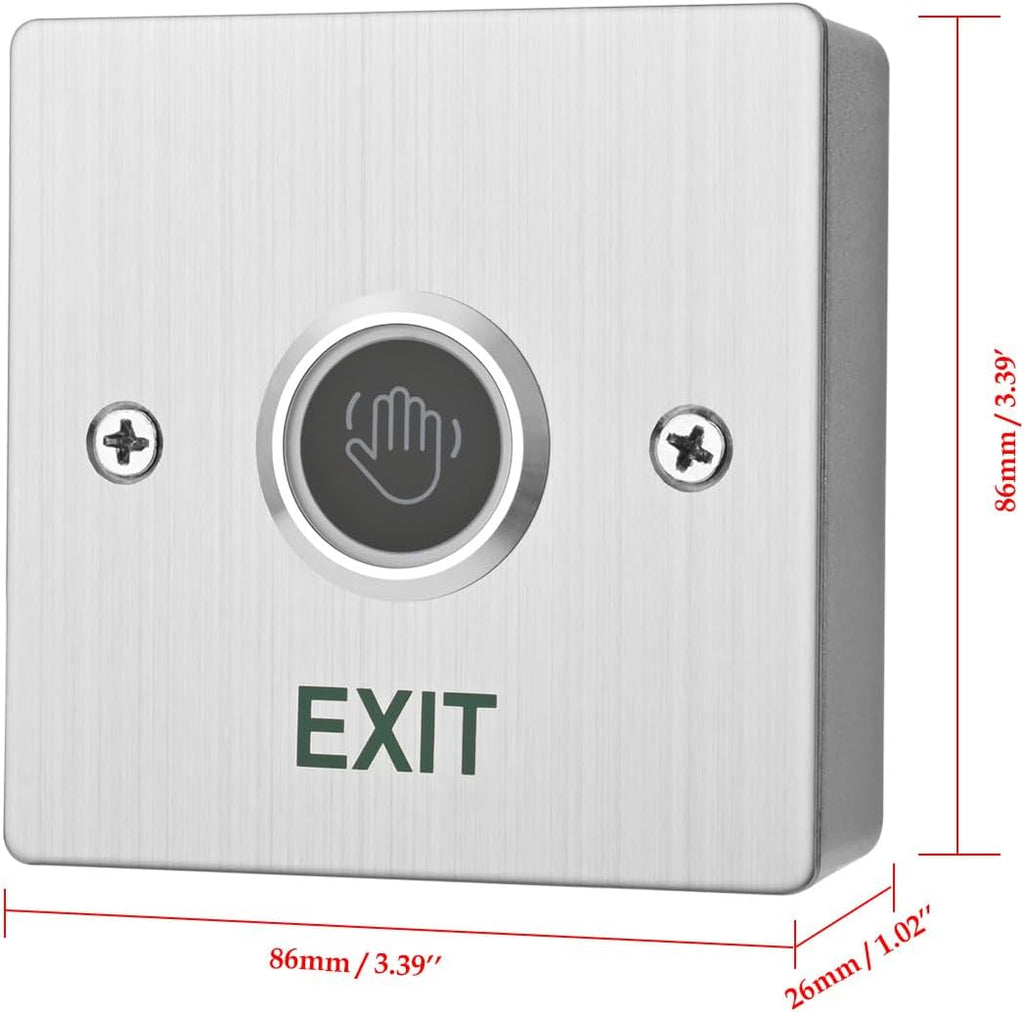 Infrared Sensor Exit Button with Back Box IR Touchless Door Release 304 Stainless Steel IP67 Waterproof with LED Indicator for Access Control Systems