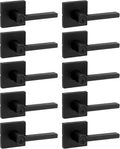Kwikset Halifax Entry Door Handle with Lock and Key, Secure Keyed Reversible Lever Exterior, for Front Entrance and Bedrooms, Matte Black, 10 Pack, Pick Resistant SmartKey Rekey Security and Microban