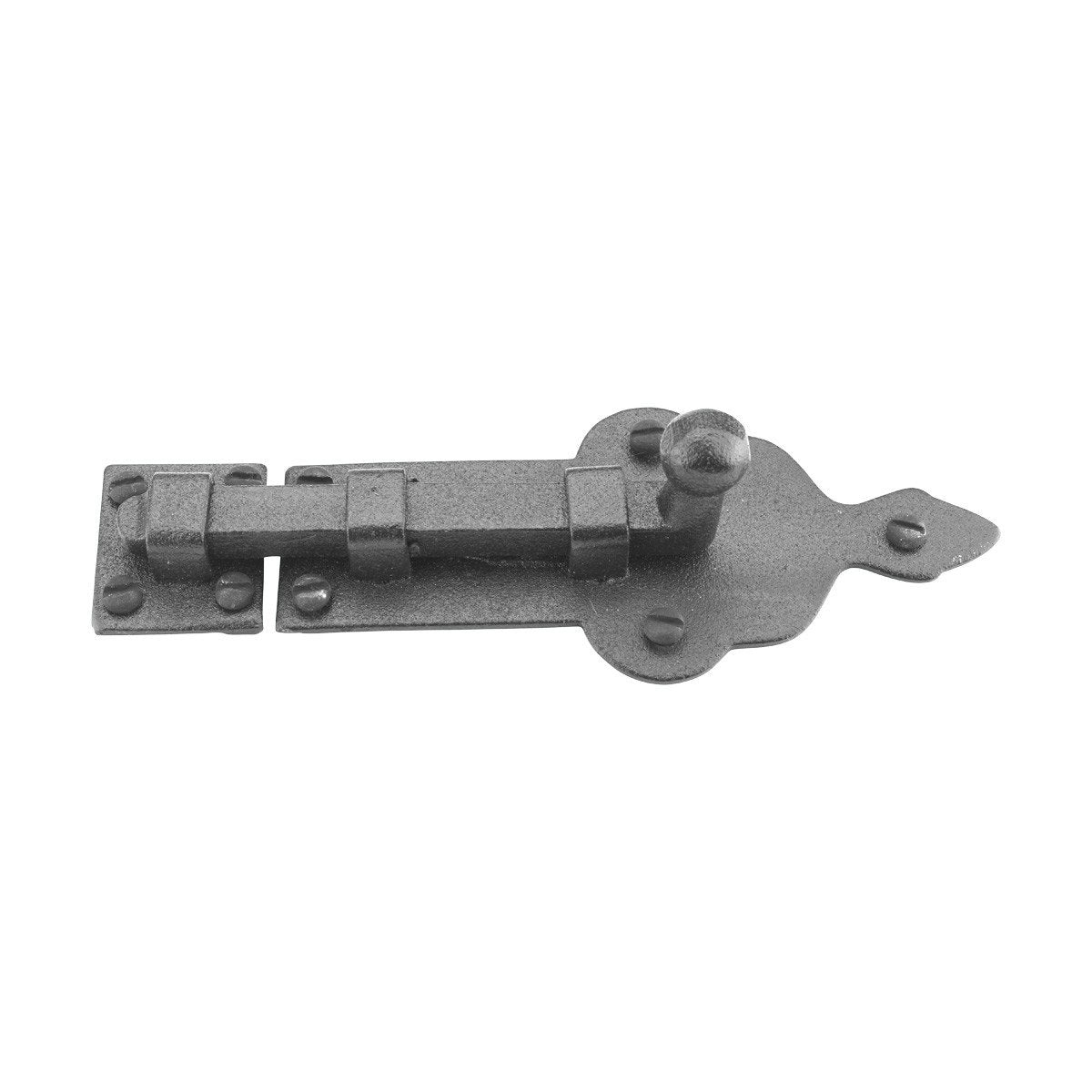 Renovators Supply Manufacturing Slide Bolt Latch 3 3/4 in. Black Wrought Iron Ball Tip Style Slide Bolt with Mounting Hardware Pack of 4