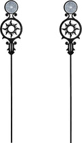 Touch of Class Pathways Reflective Driveway Marker Stake Set of Two for Outdoor Use | Radiating Sun Design | Personalized Tall Reflector Set of 2 | Black Durable Finish