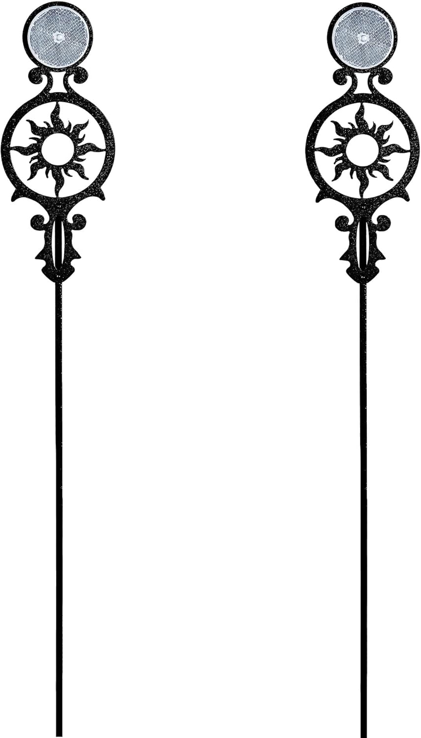 Touch of Class Pathways Reflective Driveway Marker Stake Set of Two for Outdoor Use | Radiating Sun Design | Personalized Tall Reflector Set of 2 | Black Durable Finish