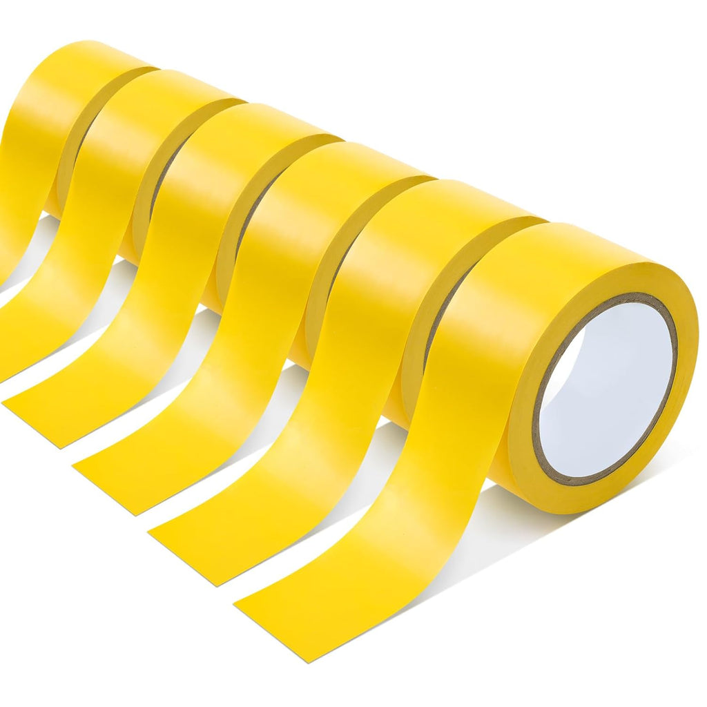 Outus Floor Marking Tapes 2" Width 100' Length Yellow Durable Non Abrasive Tough Floor Tape for Social Distancing, Gyms, Athletics, School, Restaurants, Equipment, Heavy Foot Traffic(6 Rolls)