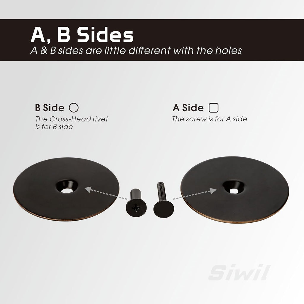 Door Hole Cover Plate Black, 2-5/8" Diameter Solid Steel, Hole Filler Plate - 1 Pack