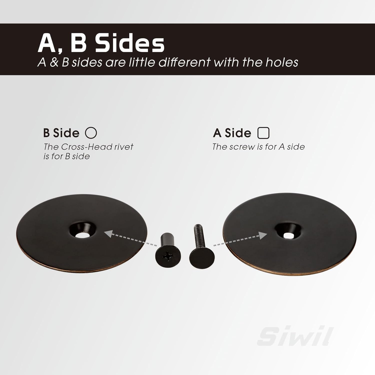 Door Hole Cover Plate Black, 2-5/8" Diameter Solid Steel, Hole Filler Plate - 1 Pack