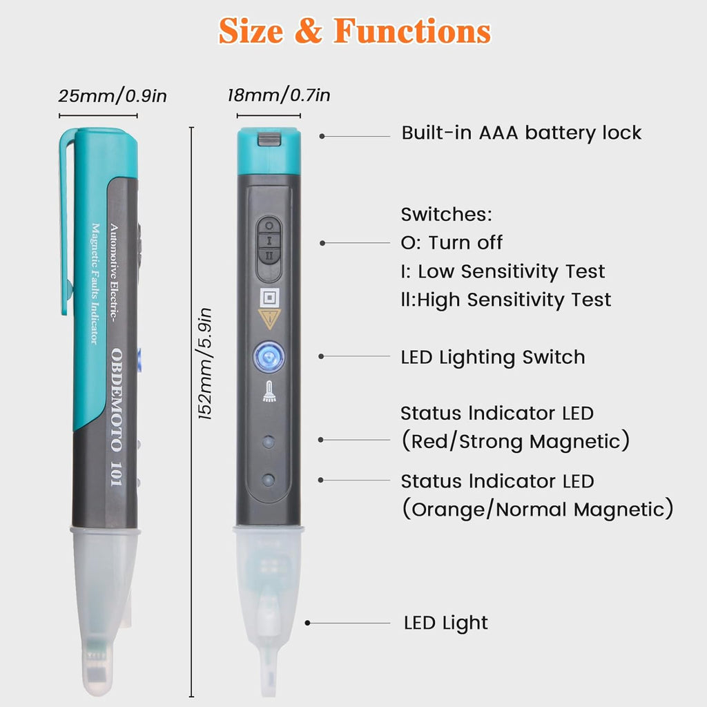 Ignition Coil Tester Tool, Car Spark Plug Tester Relay Testers Pen, Automotive Electronic Magnetic, Ignition Diagnostic with LED, Generator Fuel Injector Fan Testers for Car Truck MC ATV