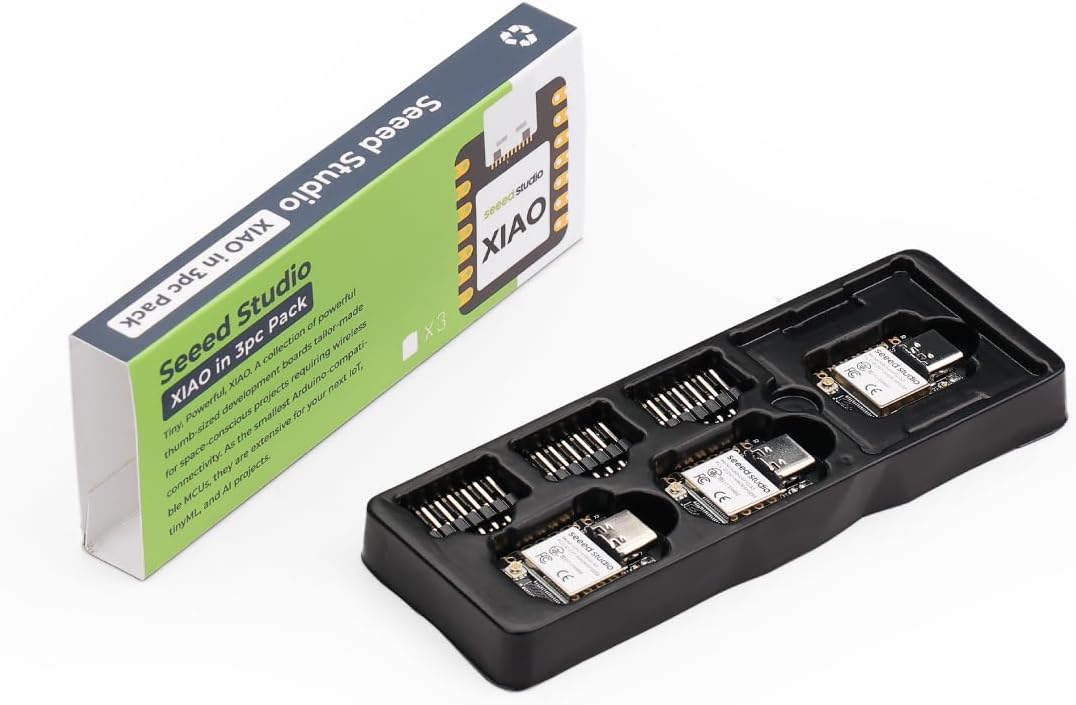 XIAO ESP32S3 3PCS Pack- 2.4GHz WiFi, BLE 5.0, 8MB PSRAM, 8MB Flash, Dual-core, Battery Charge Supported, Power Efficiency and Rich Interface, Ideal for Smart Homes, IoT, Wearable Devices, Robotics.