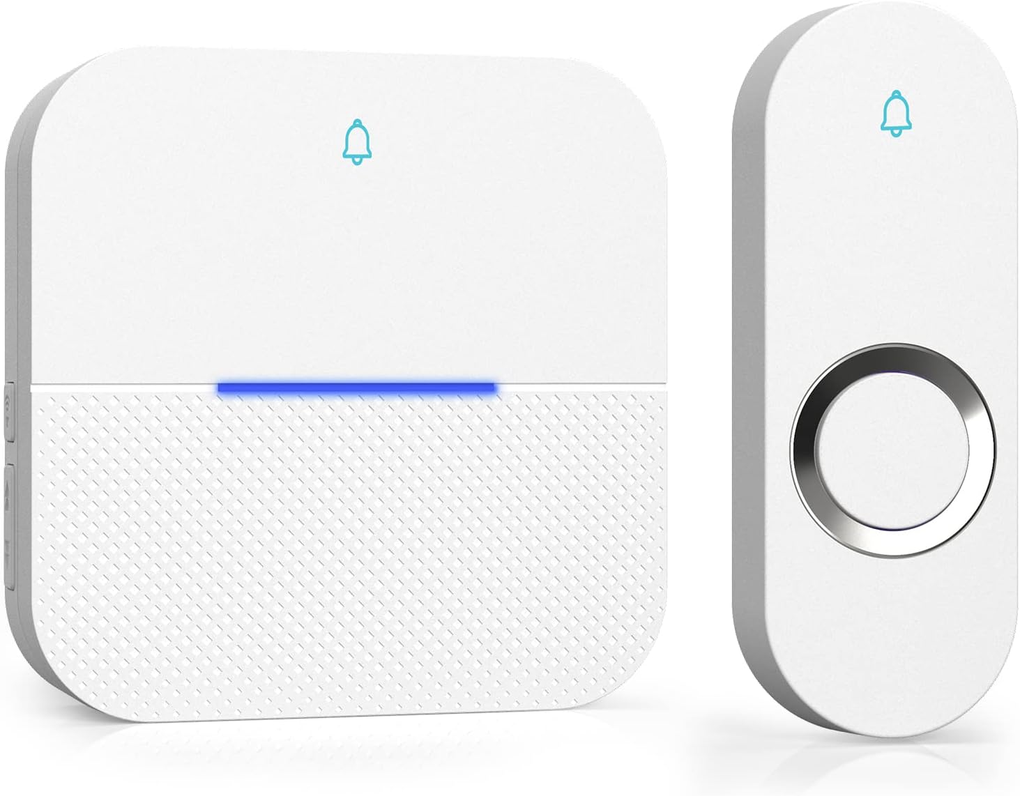 AIDA Lighted Wireless Doorbell for Home, Waterproof Battery Doorbell 1,000ft Range, 5 Volume Levels with 58 Doorbell Chimes & LED Flash (White, Doorbell with 1 Button & 1 Receiver)