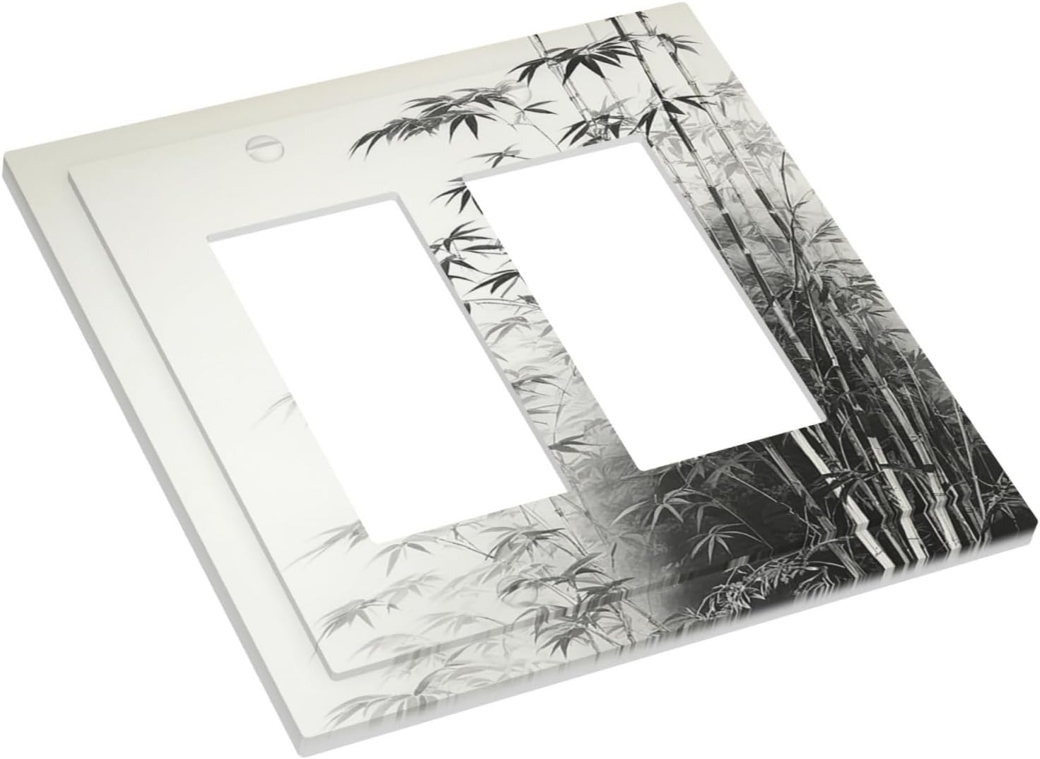 Watercolor Vintage Ink Bamboo Forest Outlet Covers Light Switch Cover Plate 2 Gang Double Rocker Wall Plates Decorative Switch Plates Plug Cover Electrical GFCI Receptacle Cover for Home 4.9 X 5 IN