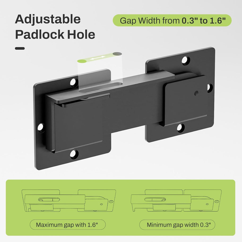 7.5" Flip Gate Latch Lock with Padlock Hole, 3.5mm Heavy Duty Gate Latch for Wooden Fence Gates, Swing Gate, Outdoor Fence Shed Barn Door Latch Lock, Gate Latches Hardware, Matte Black