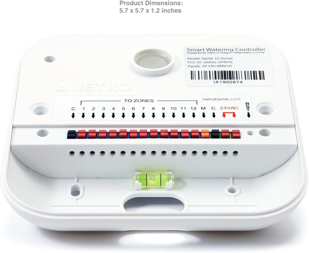 Netro Smart Sprinkler Controller, Pearl White, Sprite-12, WiFi, 12 Zone, WaterSense Certified, Compatible with Alexa