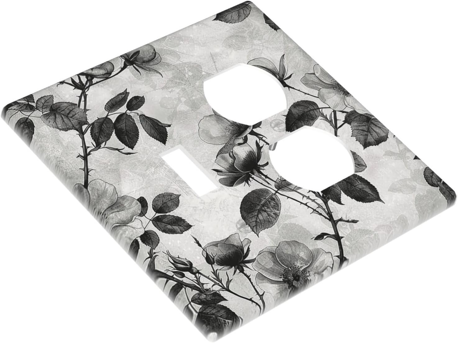 Wallplates Black Breezy Watercolor Garden Floral 1 Toggle 1 Duplex Switch Plate Electrical GFCI Faceplate Decorative Light Switch Covers for Bedroom Home Decor