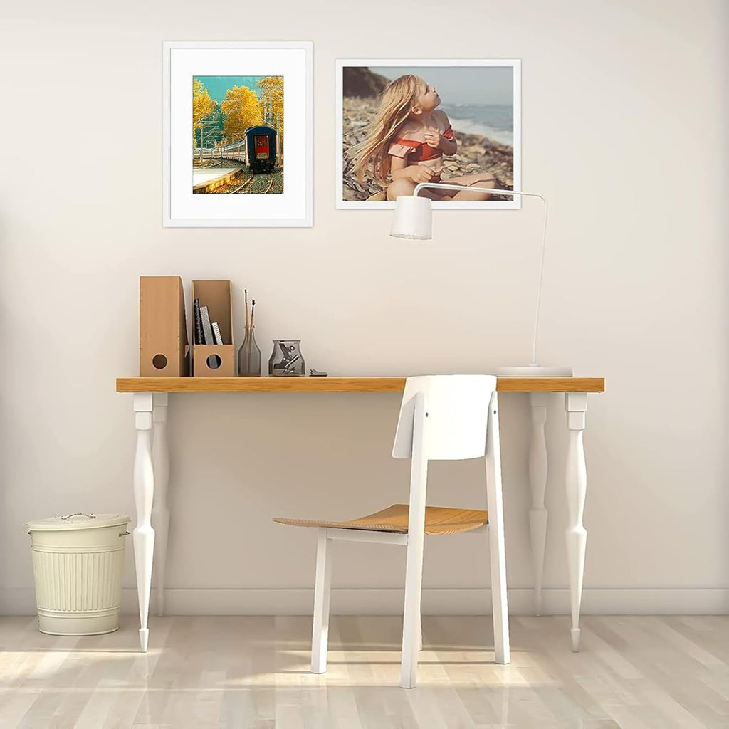 Golden State Art, 16X20 Picture Frame with Mat for 11X14 - High Definition Glass Wall Mounting Horizontal Vertical Display (White, 2 Pack)