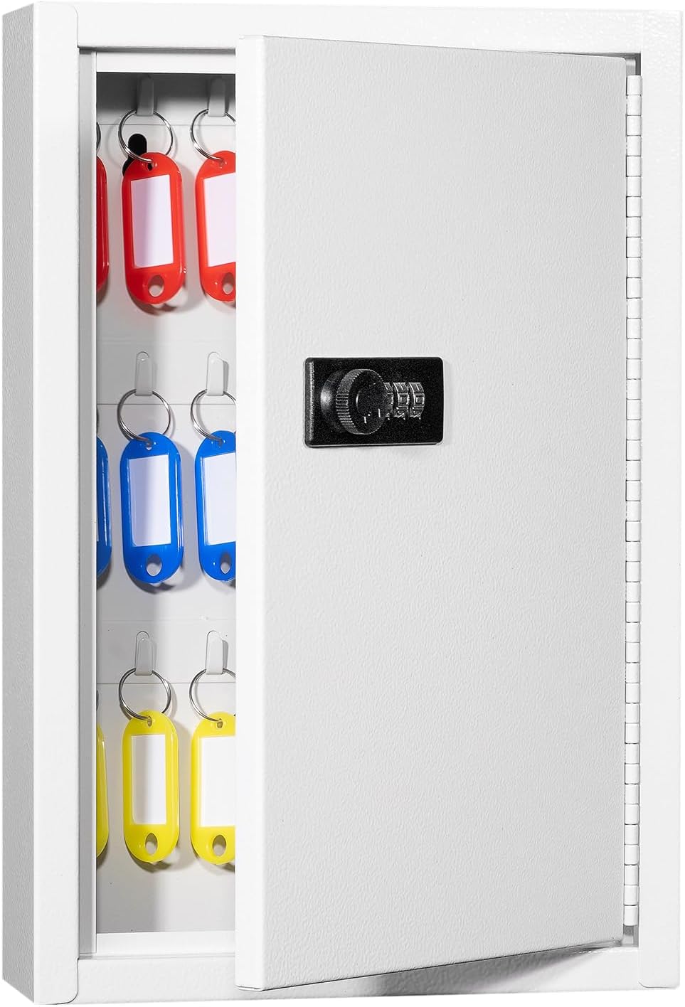 Sumerfnt Key Box Wall Mount with Code, Key Cabinet Lock Box for 40 Keys, Metal Key Storage Box with Key Tags and Number Sticker, 12.1"x 8.1" x 2.6"